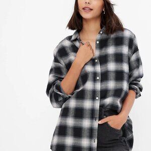Gap Teen XL (Size 12) Black Plaid Flannel Shirt NWT